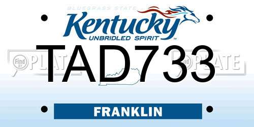 TAD733 Kentucky License Plate