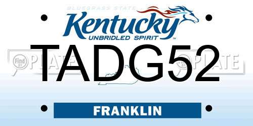TADG52 Kentucky License Plate