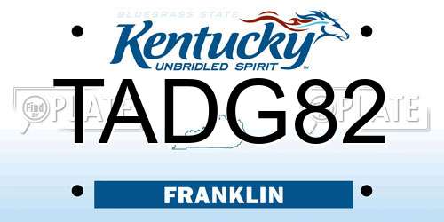 TADG82 Kentucky License Plate