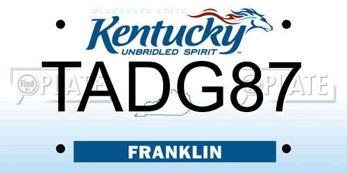 TADG87 Kentucky License Plate