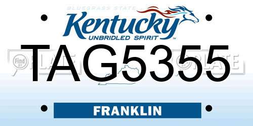 TAG5355 Kentucky License Plate
