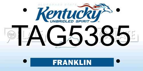 TAG5385 Kentucky License Plate