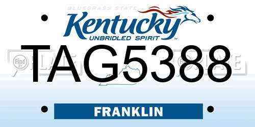 TAG5388 Kentucky License Plate