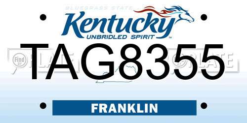 TAG8355 Kentucky License Plate
