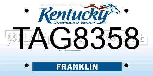 TAG8358 Kentucky License Plate