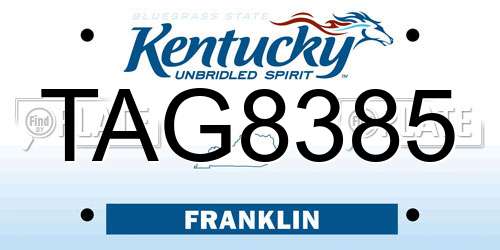 TAG8385 Kentucky License Plate