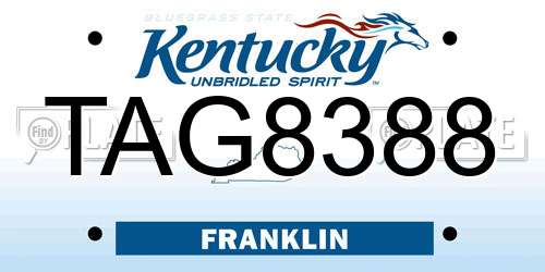 TAG8388 Kentucky License Plate