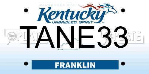 TANE33 Kentucky License Plate