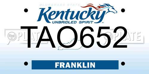 TAO652 Kentucky License Plate