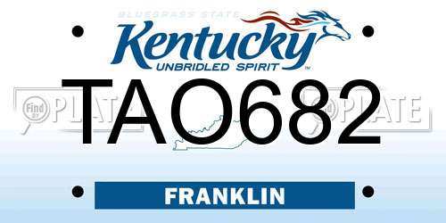 TAO682 Kentucky License Plate