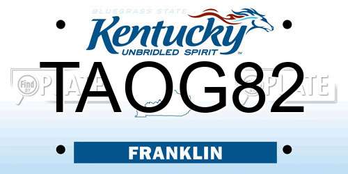 TAOG82 Kentucky License Plate