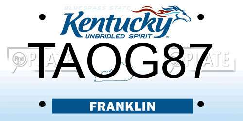 TAOG87 Kentucky License Plate