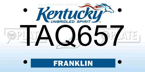 TAQ657 Kentucky License Plate