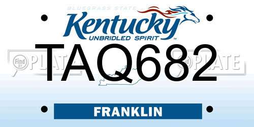 TAQ682 Kentucky License Plate