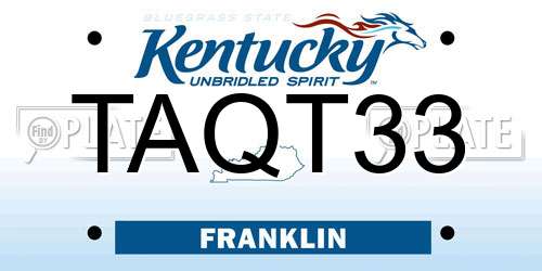 TAQT33 Kentucky License Plate