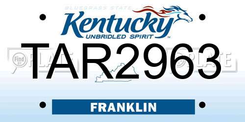 TAR2963 Kentucky License Plate