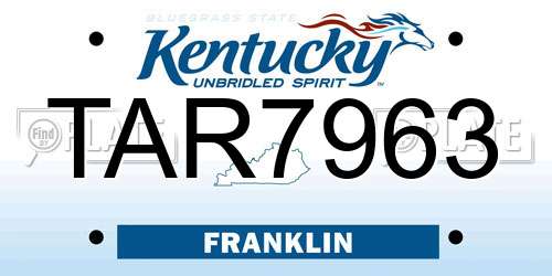 TAR7963 Kentucky License Plate