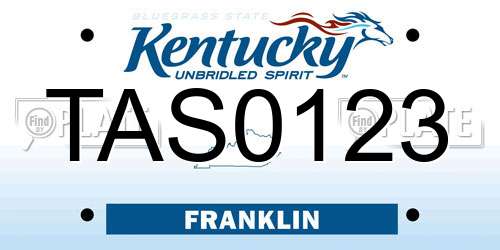 TAS0123 Kentucky License Plate