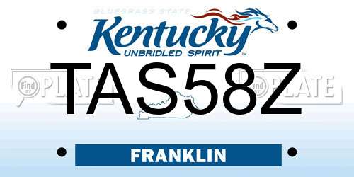 TAS58Z Kentucky License Plate