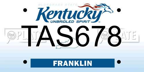 TAS678 Kentucky License Plate