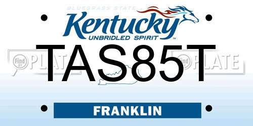 TAS85T Kentucky License Plate