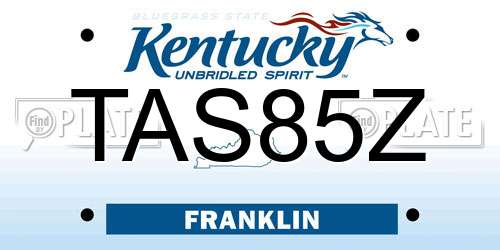 TAS85Z Kentucky License Plate