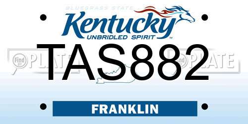 TAS882 Kentucky License Plate