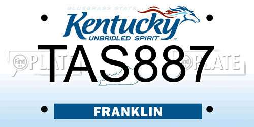 TAS887 Kentucky License Plate