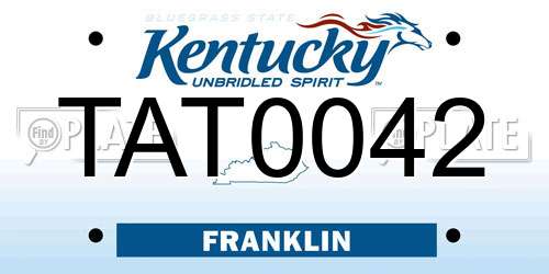 TAT0042 Kentucky License Plate