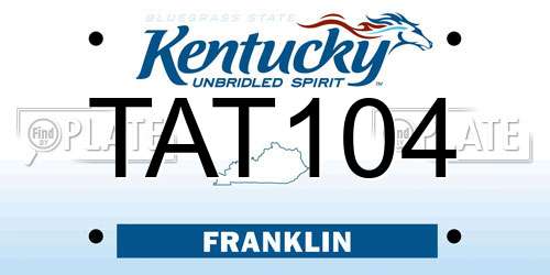TAT104 Kentucky License Plate