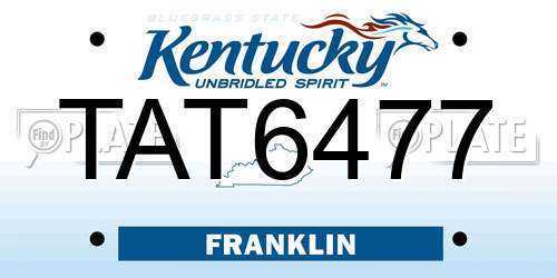 TAT6477 Kentucky License Plate