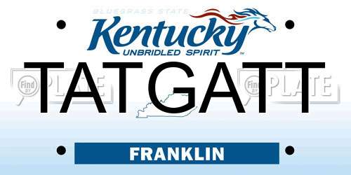 TATGATT Kentucky License Plate