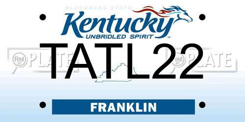 TATL22 Kentucky License Plate