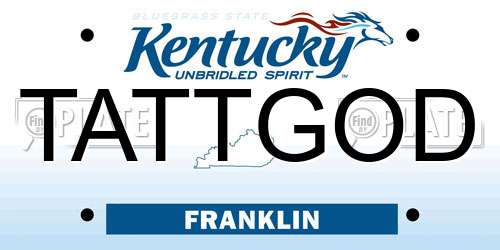 TATTGOD Kentucky License Plate