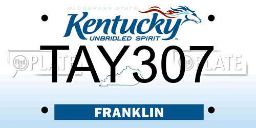 TAY307 Kentucky License Plate