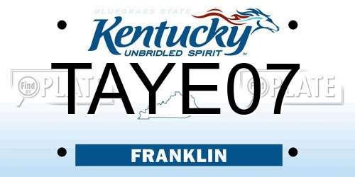 TAYE07 Kentucky License Plate
