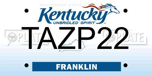 TAZP22 Kentucky License Plate