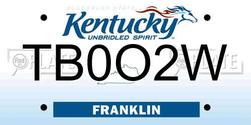 TB0O2W Kentucky License Plate