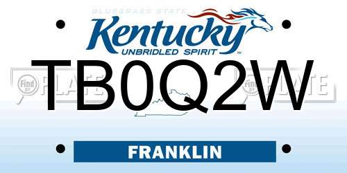 TB0Q2W Kentucky License Plate