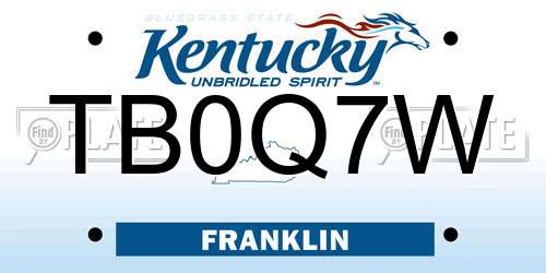 TB0Q7W Kentucky License Plate