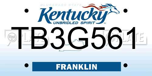 TB3G561 Kentucky License Plate