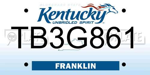 TB3G861 Kentucky License Plate