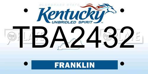 TBA2432 Kentucky License Plate