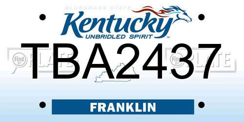 TBA2437 Kentucky License Plate