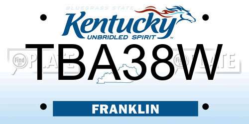 TBA38W Kentucky License Plate