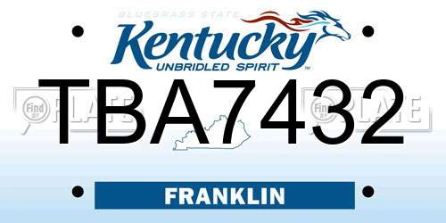 TBA7432 Kentucky License Plate