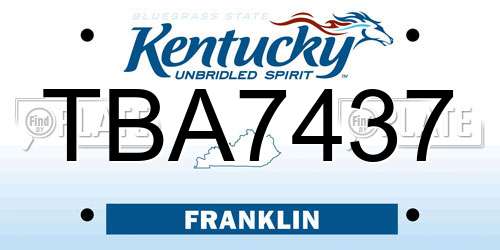 TBA7437 Kentucky License Plate