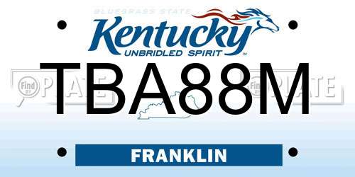 TBA88M Kentucky License Plate