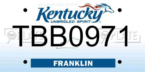 TBB0971 Kentucky License Plate