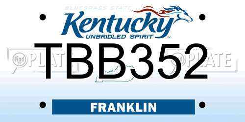 TBB352 Kentucky License Plate
